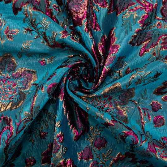 Cosplay by Yaya Han Teal 3D Floral Brocade Fabric